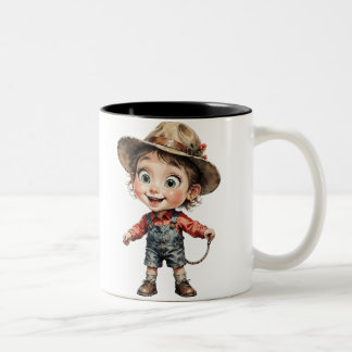 3D Effect Classic Cartoon Two-Tone Coffee Mug