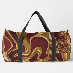 3D Effect Crimson and Gold Luxury Travel Duffle Bag