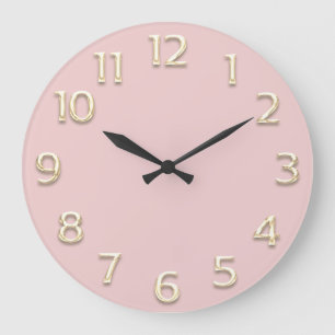 3D  Effect Gold Pink Rose Minimalism Large Clock