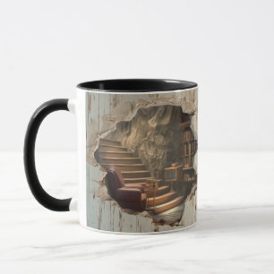 3D Effect Hidden Bookshelf Mug