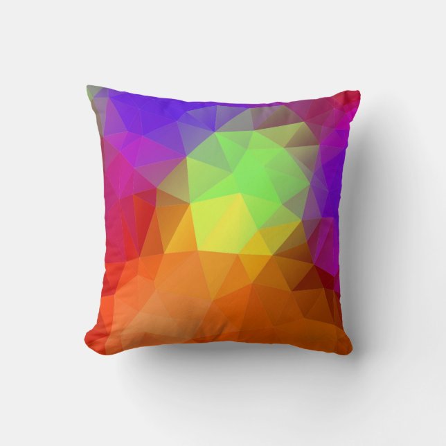 3D Effect Rainbow Geometric Triangles Cushion (Front)