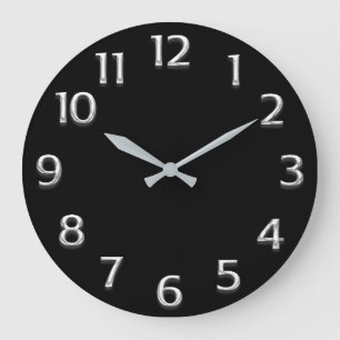 3D  Effect Silver GRAY Minimalism Modern Black Large Clock