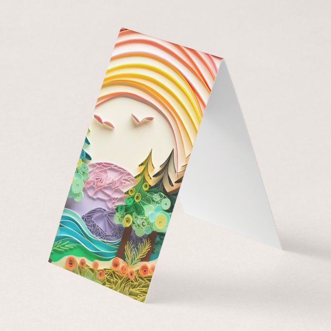 3D Effect Summer Scene Background  Business Card (Front)