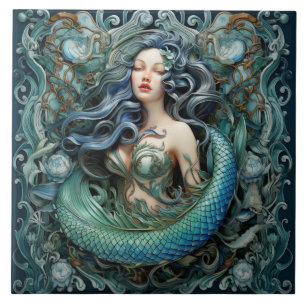 3D effet Mermaid, Aqua Marine Art Ceramic Tile