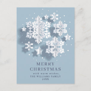 3D Elegant Snowflake Christmas Greeting Holiday Postcard