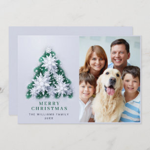 3D Elegant Snowflakes Christmas Greeting PHOTO Holiday Card