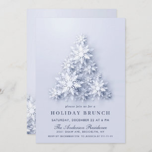 3D Elegant Snowflakes CHRISTMAS HOLIDAY BRUNCH Invitation