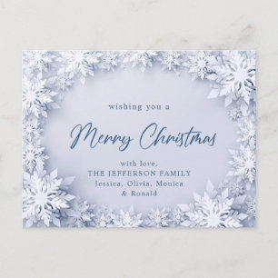 3D Elegant Snowflakes Christmas Holiday Greeting Postcard