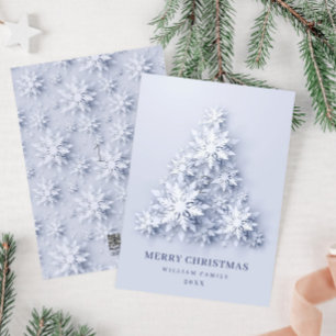 3D Elegant Snowflakes Christmas Tree Greeting Holiday Card