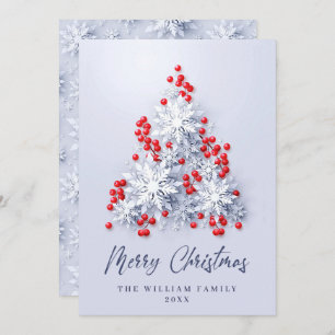 3D Elegant Snowflakes Christmas Tree Greeting Holiday Card
