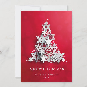 3D Elegant Snowflakes Christmas Tree Greeting Holiday Card