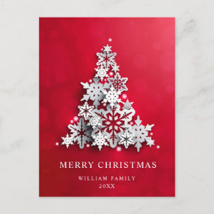 3D Elegant Snowflakes Christmas Tree Greeting Postcard