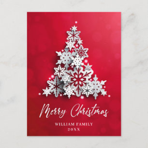3D Elegant Snowflakes Christmas Tree Greeting Postcard