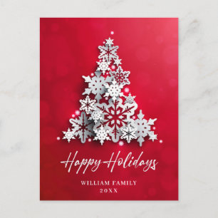 3D Elegant Snowflakes Christmas Tree Greeting Postcard