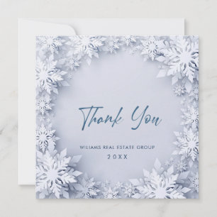 3D Elegant Snowflakes Corporate Christmas Holiday Thank You Card