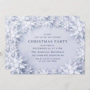 3D Elegant Snowflakes Holiday CHRISTMAS PARTY Invitation