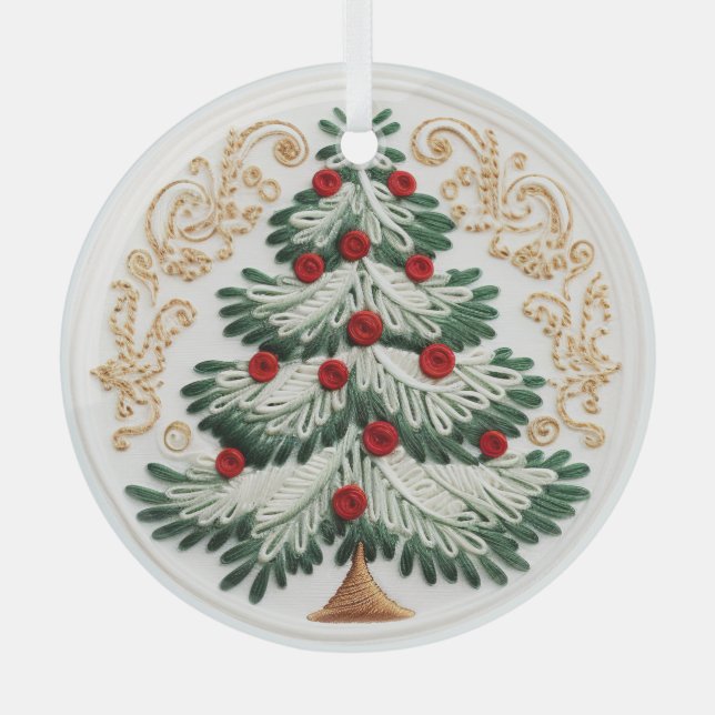3D Embroidered Christmas tree ornaments (Front)