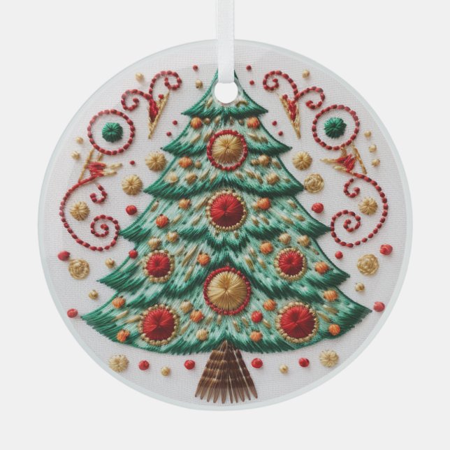 3D Embroidered Tree Christmas ornaments (Front)