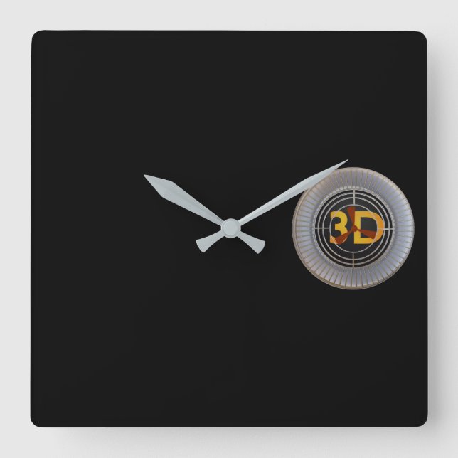 3D Engine Square Wall Clock (Front)
