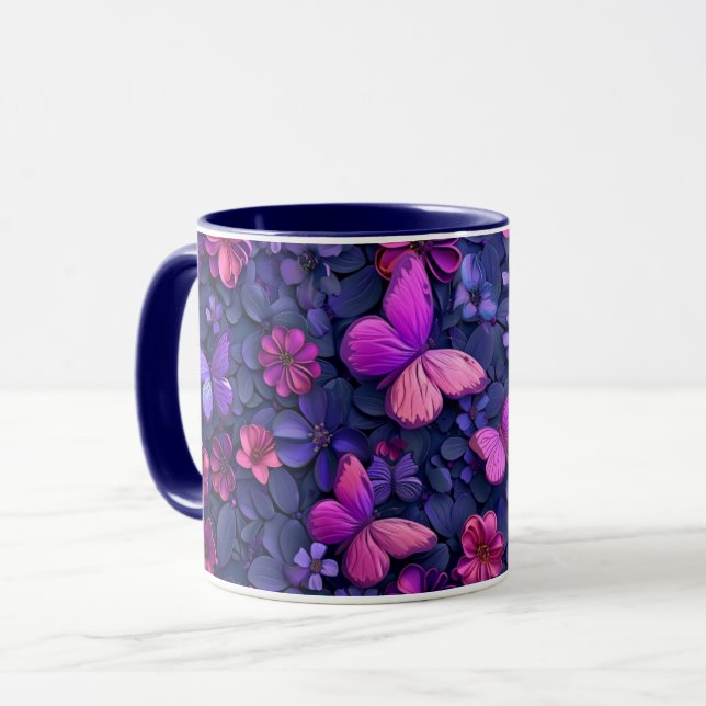 3D eye catching butterfly and flower mug (Front Left)