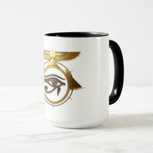 3D Eye of Horus Winged Sun Disk Pyramids Symbol Mug