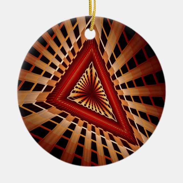 3D Fantasy Network Modern Fractal Graphic Design Ceramic Ornament (Front)