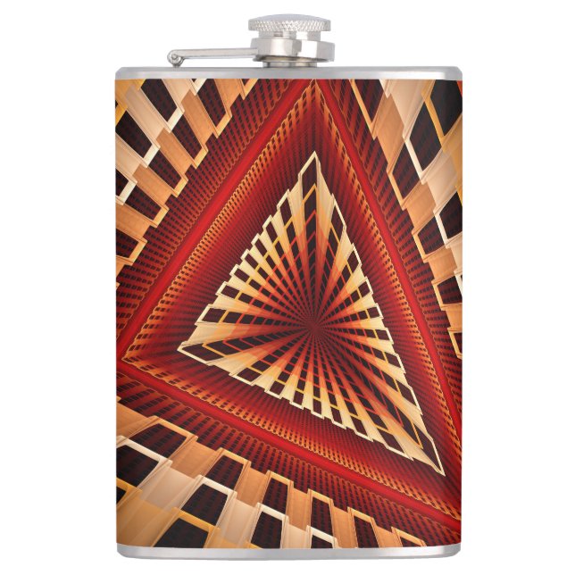 3D Fantasy Network Modern Fractal Graphic Design Hip Flask (Front)