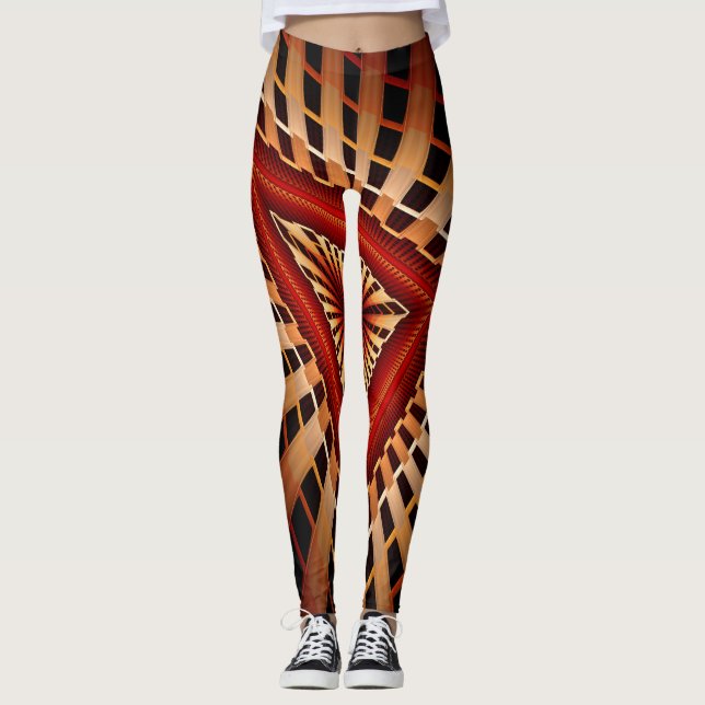 3D Fantasy Network Modern Fractal Graphic Design Leggings (Front)