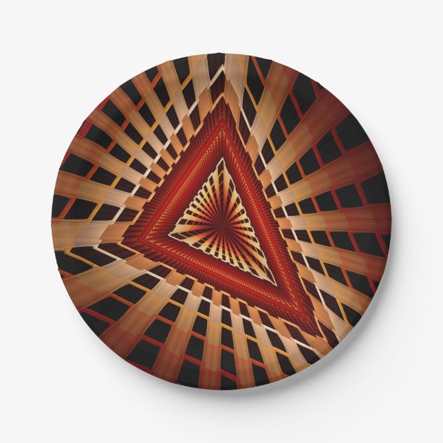 3D Fantasy Network Modern Fractal Graphic Design Paper Plate (Front)