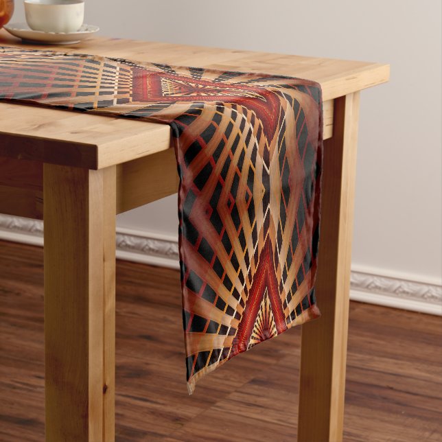 3D Fantasy Network Modern Fractal Graphic Design Short Table Runner (In Situ)
