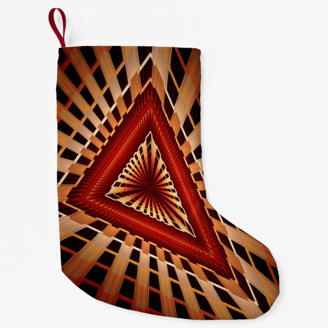 3D Fantasy Network Modern Fractal Graphic Design Small Christmas Stocking (Front)