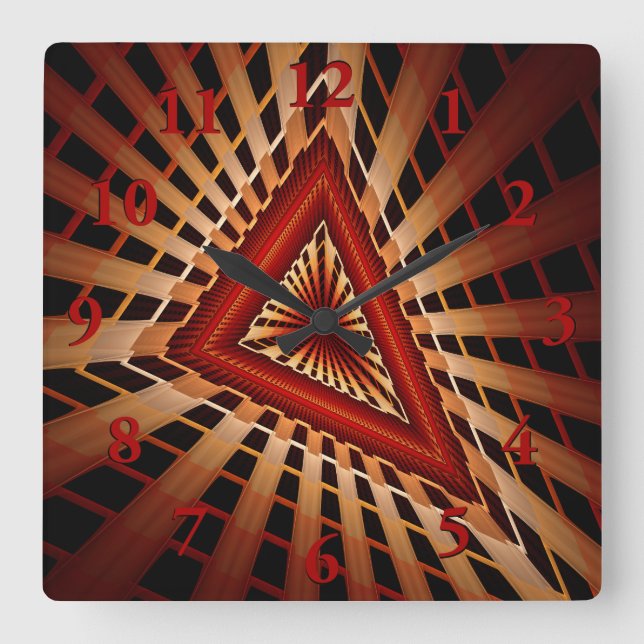 3D Fantasy Network Modern Fractal Graphic Design Square Wall Clock (Front)