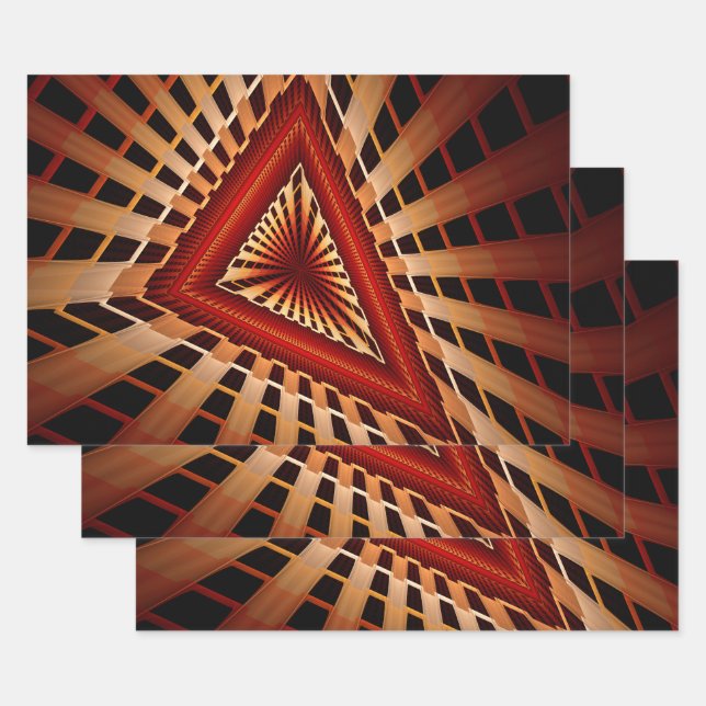 3D Fantasy Network Modern Fractal Graphic Design Wrapping Paper Sheet (Set)