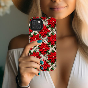 3D Faux Knitted Christmas Poinsettias Case-Mate iPhone 14 Pro Case