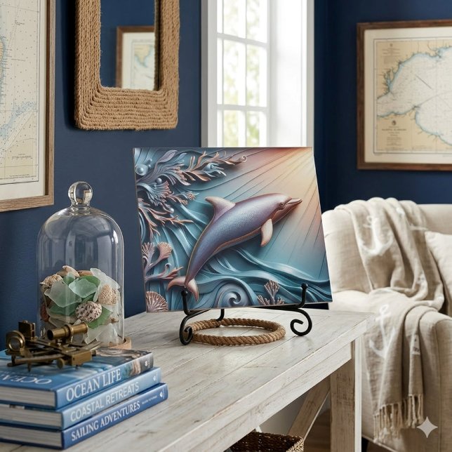 3D Faux Metal Dolphin Ocean Coral Reef Ceramic  Tile (Creator Uploaded)