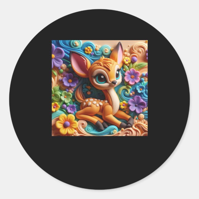 3d Fawn  Classic Round Sticker (Front)