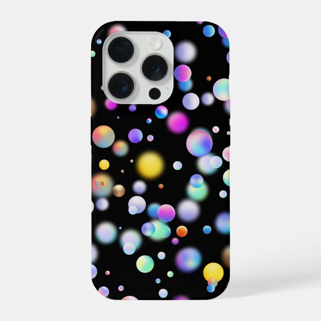 3D Floating Balls Pattern. Black BG iPhone Case (Back)