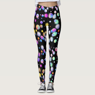 3D Floating Balls Pattern. Black BG Leggings