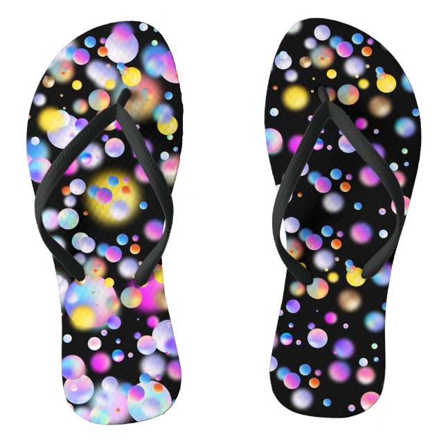 3D Floating Balls Pattern. Black BG Thongs (Footbed)