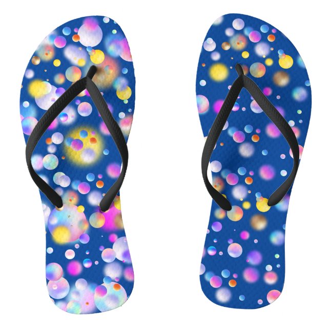 3D Floating Balls Pattern. Blue BG Thongs (Footbed)