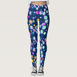 3D Floating Balls Pattern. DBlue BG Leggings