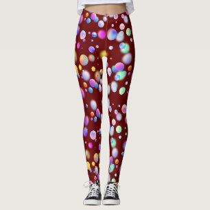 3D Floating Balls Pattern. DRed BG Leggings