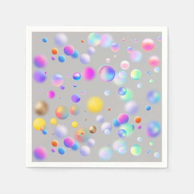 3D Floating Balls Pattern. Grey BG Napkin (Front)