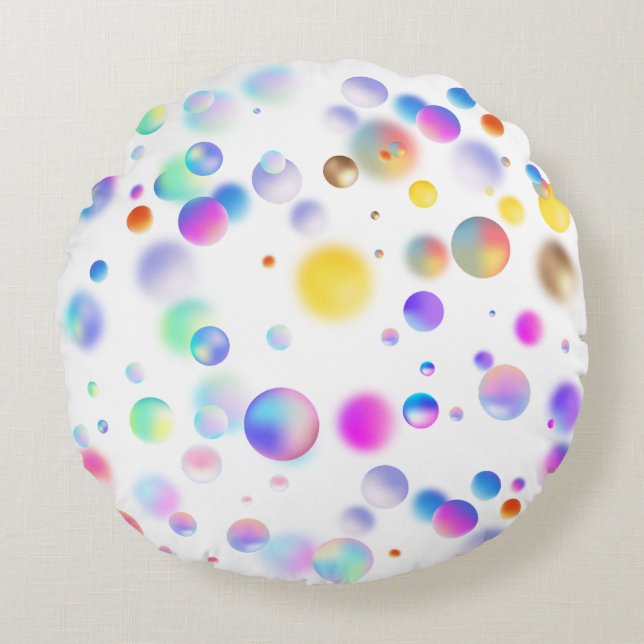 3D Floating Balls Pattern. No BG Round Cushion (Front)