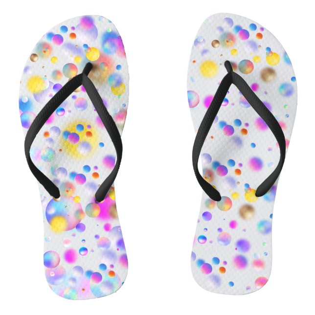 3D Floating Balls Pattern. White BG Thongs (Footbed)