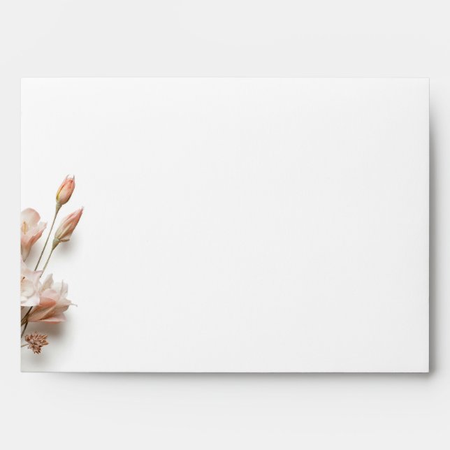 3D Floral Blush Pink White Wedding Envelope (Front)