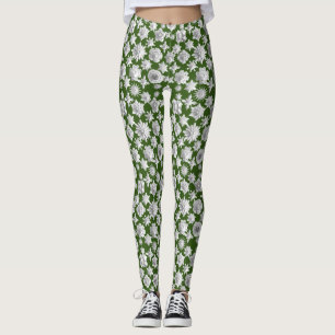 3D Floral Pattern 01.wx4.DGreen BG Leggings