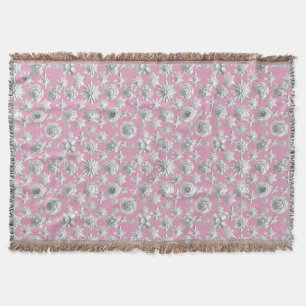 3D Floral Pattern 01.wx4.Lpink BG Throw Blanket