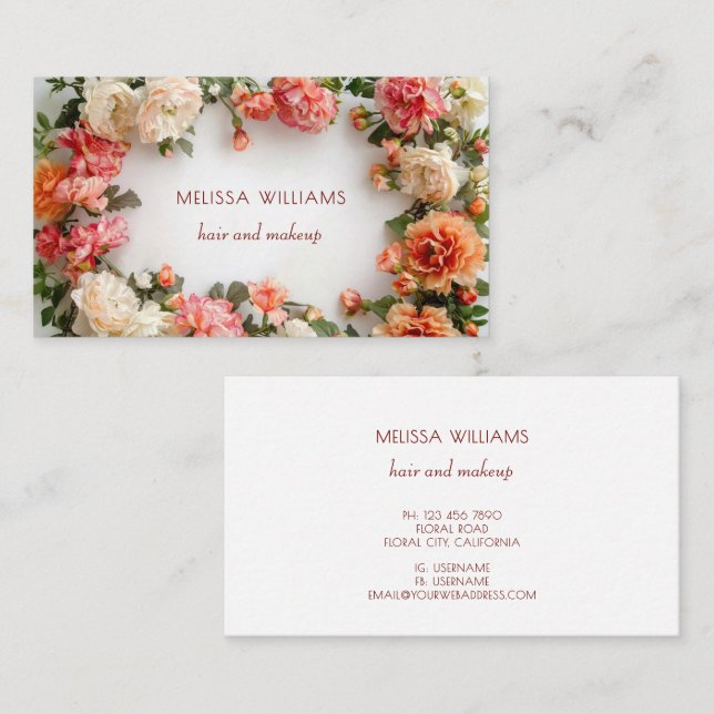 3D Floral Wreath Greenery Business Card (Front/Back)