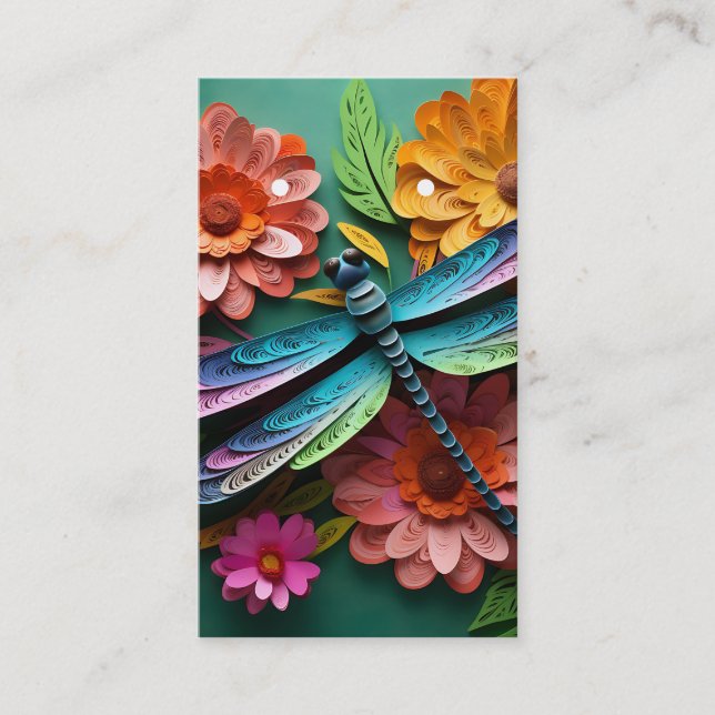 3D Flowers & Dragonfly Pattern Earring Cards (Front)